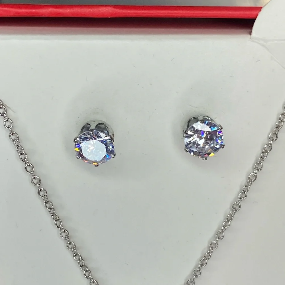 Kim Rogers Silver Cubic Zirconia Necklace Set